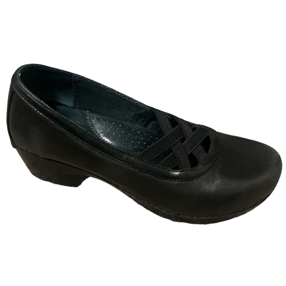 Black Burnished Tilda Leather Clog